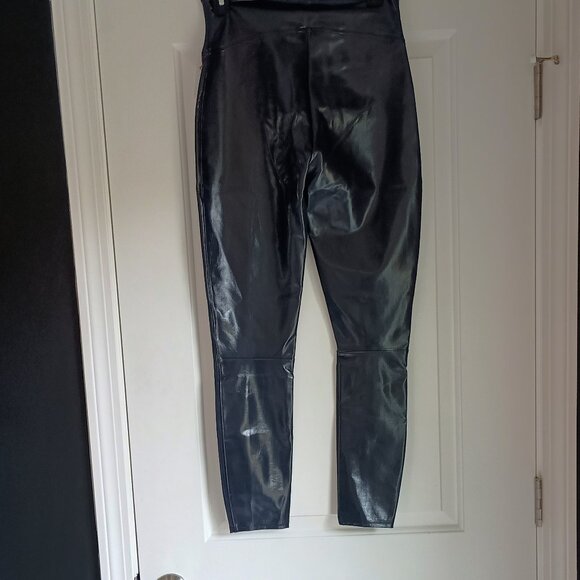 NEW! SPANX BLUE PATENT FAUX LEATHER LEGGINGS - Picture 7 of 10